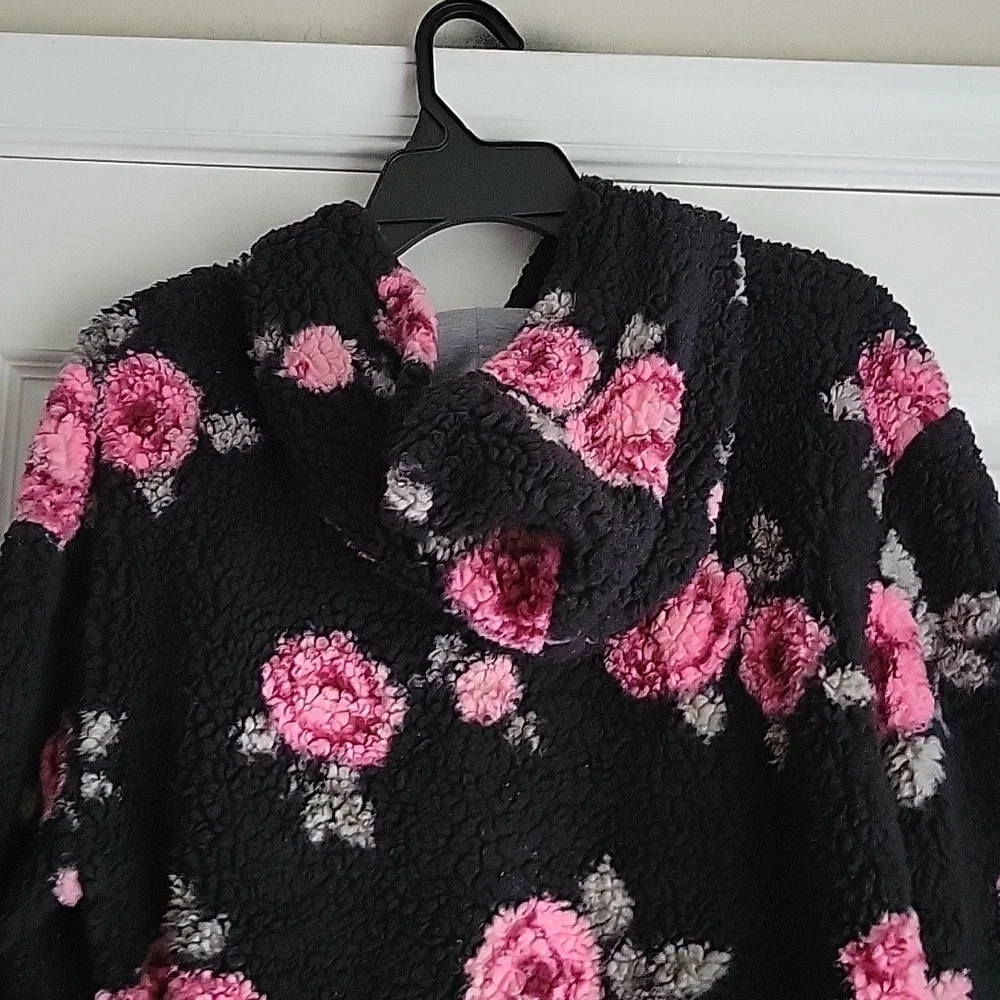 Justice Girl's Sherpa Floral Hoodie
